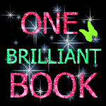 Rating icon with the words "one brilliant book" and a small butterfly on it.